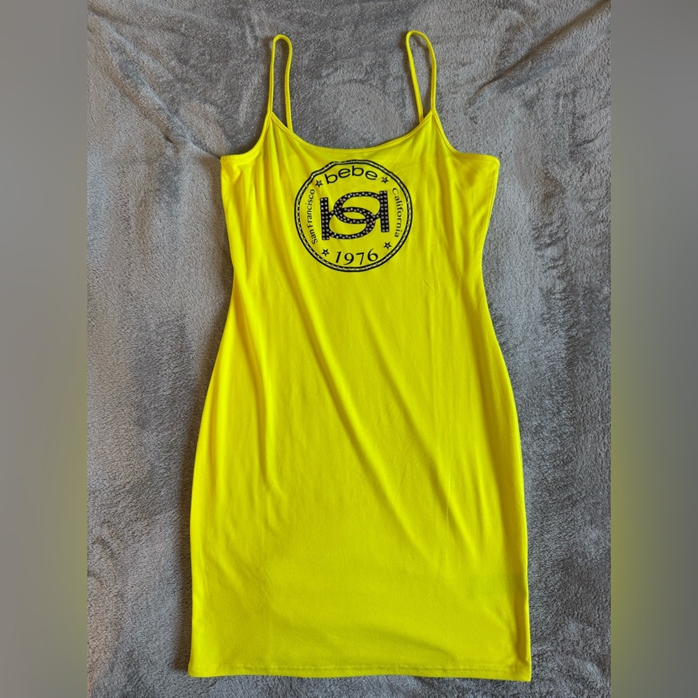 Bebe Sunny Yellow Logo Dress